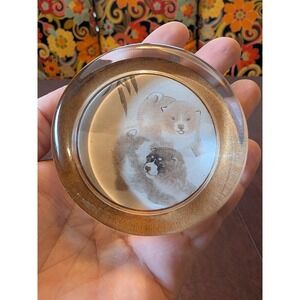 Maruyama Okyo Puppies Among Bamboo in the Snow Glass Paperweight 1999 LACMA